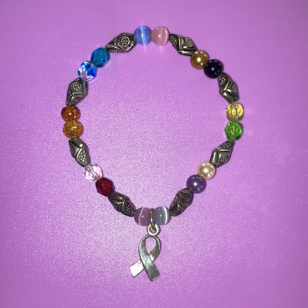 Multi color Cancer support bracelet stretchy band NWOT